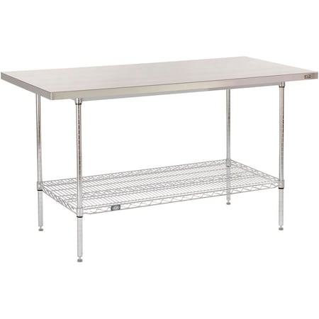 Global Industrial 304 Stainless Steel Work Table, 60 x 30in, Undershelf 318655